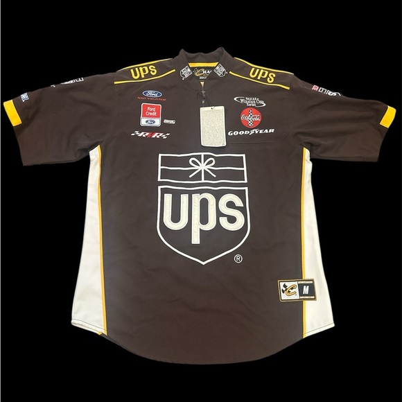 Chase Authentics NASCAR UPS Mens Size M Winston Cup Quarter Zip Shirt Brown - Picture 1 of 15
